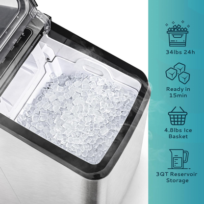 Nugget Ice Maker Countertop(Max 34lbs/Day)